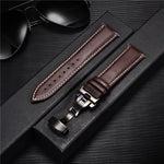 Smooth Genuine Calfskin Leather Watchband 18mm 20mm 22mm 24mm Straps with Solid Automatic Butterfly Buckle Business Watch Band