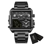 BOAMIGO 2021 New Top Brand Luxury Fashion Men Watches Gold Stainless Steel Sport Square Digital Analog Big Quartz Watch for Men