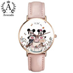 New Zegarki Watches For Women Ladies New Cartoon Watch Pink Leather Mouse Quartz Wristwatch