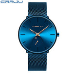 CRRJU Fashion Mens Watches Top Brand Luxury Quartz Watch Men Casual Slim Mesh Steel Waterproof Sport Watch Relogio Masculino