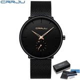 CRRJU Fashion Mens Watches Top Brand Luxury Quartz Watch Men Casual Slim Mesh Steel Waterproof Sport Watch Relogio Masculino