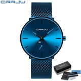 CRRJU Fashion Mens Watches Top Brand Luxury Quartz Watch Men Casual Slim Mesh Steel Waterproof Sport Watch Relogio Masculino