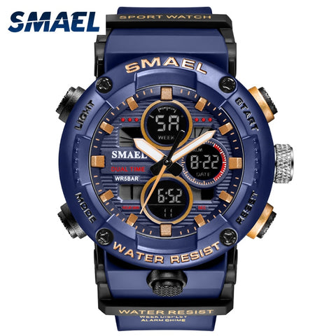 SMAEL Sport Watch Men Waterproof LED Digital Watches Stopwatch Big Dial Clock For Male 8038 relogio masculino Men Watches Quartz