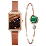 Gaiety Women Fashion Quartz Watch Bracelet Set Green Dial Luxury Women Watches Simple Rose Gold Mesh Ladies Watch Dropshipping