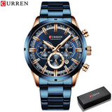 CURREN New Fashion Watches with Stainless Steel Top Brand Luxury Sports Chronograph Quartz Watch Men Relogio Masculino