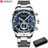 CURREN New Fashion Watches with Stainless Steel Top Brand Luxury Sports Chronograph Quartz Watch Men Relogio Masculino