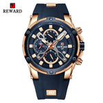 2021 New REWARD Mens Watches Blue Waterproof Top Brand Luxury Chronograph Sport Watch Quartz Men Wristwatch Relogio Masculino