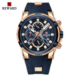 2021 New REWARD Mens Watches Blue Waterproof Top Brand Luxury Chronograph Sport Watch Quartz Men Wristwatch Relogio Masculino