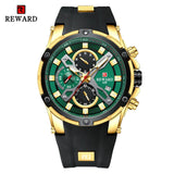 2021 New REWARD Mens Watches Blue Waterproof Top Brand Luxury Chronograph Sport Watch Quartz Men Wristwatch Relogio Masculino