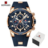 2021 New REWARD Mens Watches Blue Waterproof Top Brand Luxury Chronograph Sport Watch Quartz Men Wristwatch Relogio Masculino