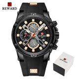 2021 New REWARD Mens Watches Blue Waterproof Top Brand Luxury Chronograph Sport Watch Quartz Men Wristwatch Relogio Masculino