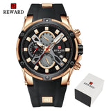 2021 New REWARD Mens Watches Blue Waterproof Top Brand Luxury Chronograph Sport Watch Quartz Men Wristwatch Relogio Masculino