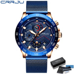 CRRJU 2021 New Fashion Mens Watches with Stainless Steel Top Brand Luxury Sports Chronograph Quartz Watch Men Relogio Masculino