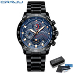 CRRJU 2021 New Fashion Mens Watches with Stainless Steel Top Brand Luxury Sports Chronograph Quartz Watch Men Relogio Masculino