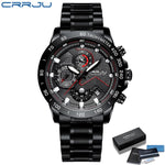 CRRJU 2021 New Fashion Mens Watches with Stainless Steel Top Brand Luxury Sports Chronograph Quartz Watch Men Relogio Masculino