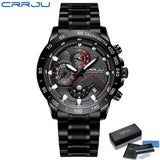 CRRJU 2021 New Fashion Mens Watches with Stainless Steel Top Brand Luxury Sports Chronograph Quartz Watch Men Relogio Masculino