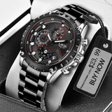 2021 LIGE Fashion Mens Watches Top Luxury Brand Silver Stainless Steel 30m Waterproof Quartz Watch Men Army Military Chronograph