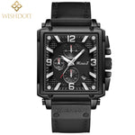 2021 New Fashion Waterproof Men's Watch Top Brand Luxury Leather Square Large Dial Sports Quartz Chronograph Relogio Masculi