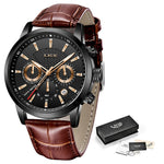 Watches Mens 2021 LIGE Top Brand Luxury Casual Leather Quartz Men's Watch Business Clock Male Sport Waterproof Date Chronograph