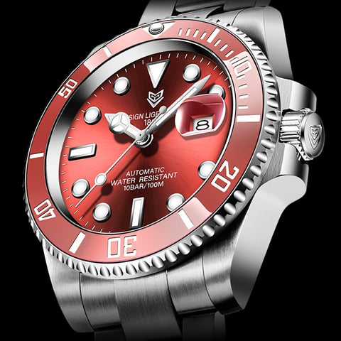 2021 Red Men Watches Top Brand Luxury Sapphire Watch Waterproof Automatic Mechanical Watch Mens Fashion Sport 316L Steel Clock