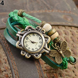 Women's Casual Vintage Multilayer Butterfly Faux Leather Bracelet Wrist Watch Ladies Female Clock Montre Femme Relogios 2017 Hot