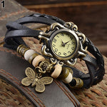 Women's Casual Vintage Multilayer Butterfly Faux Leather Bracelet Wrist Watch Ladies Female Clock Montre Femme Relogios 2017 Hot