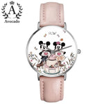 New Zegarki Watches For Women Ladies New Cartoon Watch Pink Leather Mouse Quartz Wristwatch