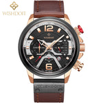 2021 New Fashion Waterproof Men's Watch Top Brand Luxury Leather Square Large Dial Sports Quartz Chronograph Relogio Masculi