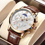 LIGE Men Watches 2021 New Fashion Leather Waterproof Luminous Top Brand Luxury Mens Quartz Wristwatch Men Relogio Masculino+box