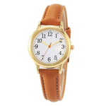 Japan Movement Women Quartz Watch Easy to Read Arabic Numerals Simple Dial PU Leather Strap Lady Candy Color