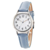 Japan Movement Women Quartz Watch Easy to Read Arabic Numerals Simple Dial PU Leather Strap Lady Candy Color