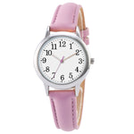 Japan Movement Women Quartz Watch Easy to Read Arabic Numerals Simple Dial PU Leather Strap Lady Candy Color