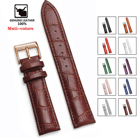 Genuine Leather Watchbands 12/14/16/18/20/22/24 mm Watch Steel Pin buckle Band Strap High Quality Wrist Belt Bracelet + Tool