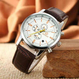 Fashionable casual men style and leisurely strap watch three eye six stitches leisure fashion activity watch, quartz watch