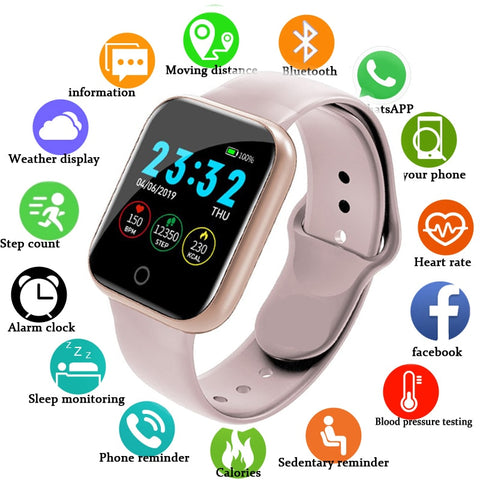 Electronic digital watches For Men Women Blood Pressure Heart Rate Waterproof Tracker Sport Clock Watch Smart For Android IOS