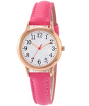 Japan Movement Women Quartz Watch Easy to Read Arabic Numerals Simple Dial PU Leather Strap Lady Candy Color