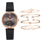 5pcs Set Top Style Fashion Women's Watch Luxury Leather Band Analog Quartz WristWatch Ladies Watch Women Dress Relogio Mujer