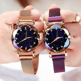 Luxury Women's Watches Fashion Elegant Magnet Buckle Rose Gold Ladies Wristwatch Starry Sky Diamond Gift Quartz Relogio Mujer