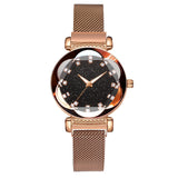 Luxury Women's Watches Fashion Elegant Magnet Buckle Rose Gold Ladies Wristwatch Starry Sky Diamond Gift Quartz Relogio Mujer