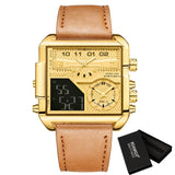 BOAMIGO 2021 New Top Brand Luxury Fashion Men Watches Gold Stainless Steel Sport Square Digital Analog Big Quartz Watch for Men