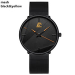 reloj hombre 2021 Fashion Watches Men Classic Black Ultra Thin Stainless Steel Mesh Belt Quartz Wrist Watch relogio masculino