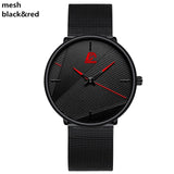 reloj hombre 2021 Fashion Watches Men Classic Black Ultra Thin Stainless Steel Mesh Belt Quartz Wrist Watch relogio masculino