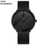 reloj hombre 2021 Fashion Watches Men Classic Black Ultra Thin Stainless Steel Mesh Belt Quartz Wrist Watch relogio masculino