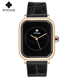 Fashion Women Watches 2021 WWOOR White Leather Minimalist Rectangle Ladies Quartz Dress Wristwatch Relogio Feminino Montre Femme