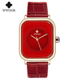 Fashion Women Watches 2021 WWOOR White Leather Minimalist Rectangle Ladies Quartz Dress Wristwatch Relogio Feminino Montre Femme