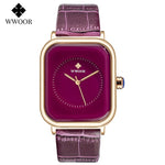 Fashion Women Watches 2021 WWOOR White Leather Minimalist Rectangle Ladies Quartz Dress Wristwatch Relogio Feminino Montre Femme