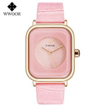 Fashion Women Watches 2021 WWOOR White Leather Minimalist Rectangle Ladies Quartz Dress Wristwatch Relogio Feminino Montre Femme