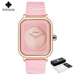 Fashion Women Watches 2021 WWOOR White Leather Minimalist Rectangle Ladies Quartz Dress Wristwatch Relogio Feminino Montre Femme