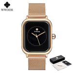 Fashion Women Watches 2021 WWOOR White Leather Minimalist Rectangle Ladies Quartz Dress Wristwatch Relogio Feminino Montre Femme