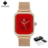 Fashion Women Watches 2021 WWOOR White Leather Minimalist Rectangle Ladies Quartz Dress Wristwatch Relogio Feminino Montre Femme